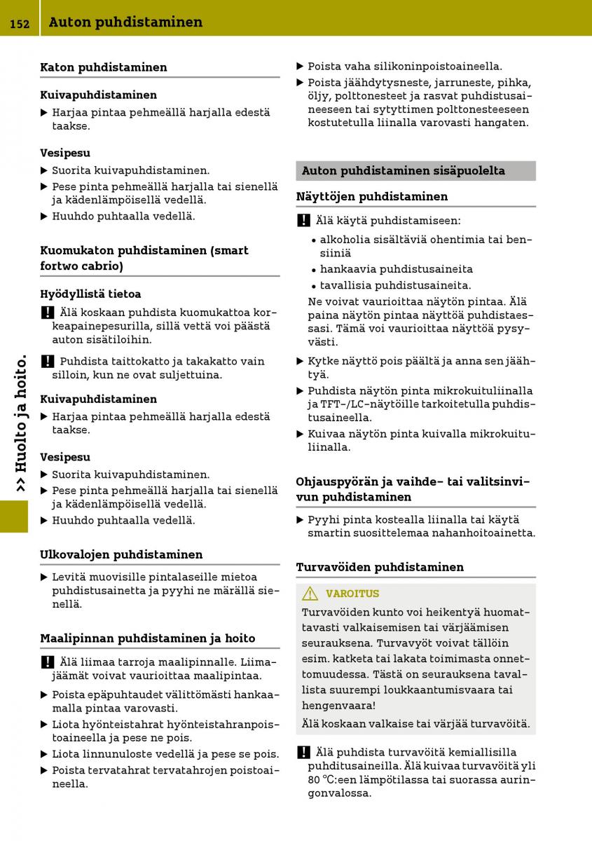 Smart Fortwo III 3 omistajan kasikirja / page 154