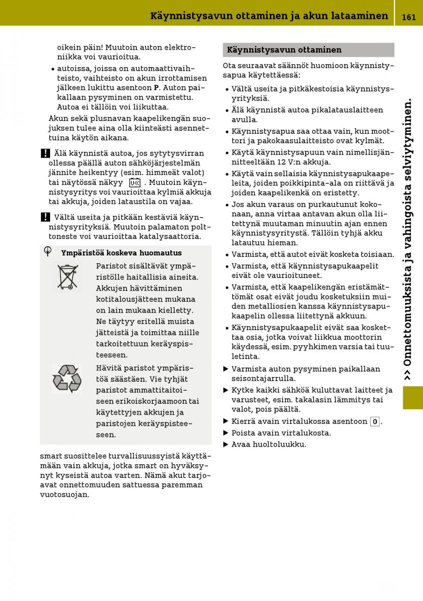 Smart Fortwo III 3 omistajan kasikirja / page 163