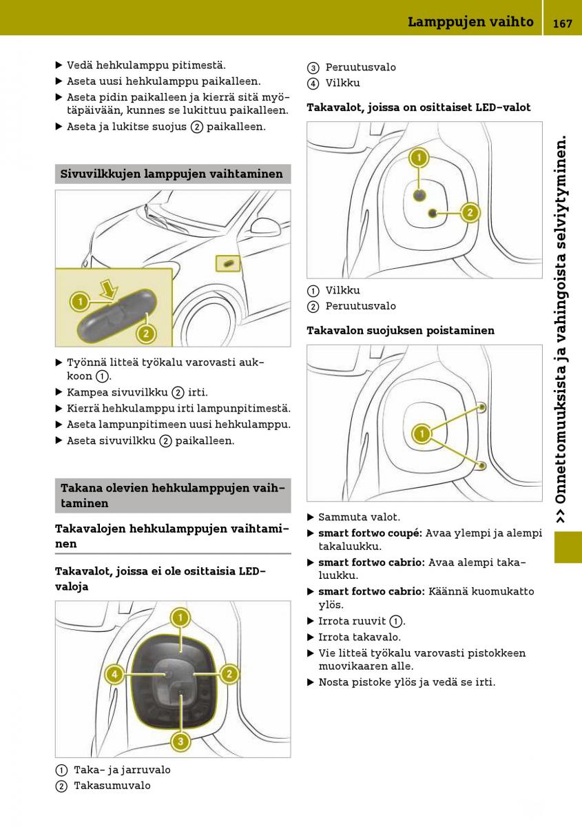 Smart Fortwo III 3 omistajan kasikirja / page 169