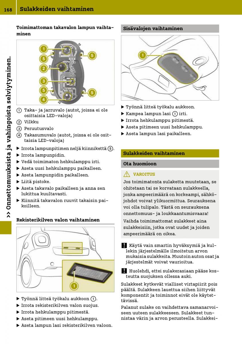 Smart Fortwo III 3 omistajan kasikirja / page 170