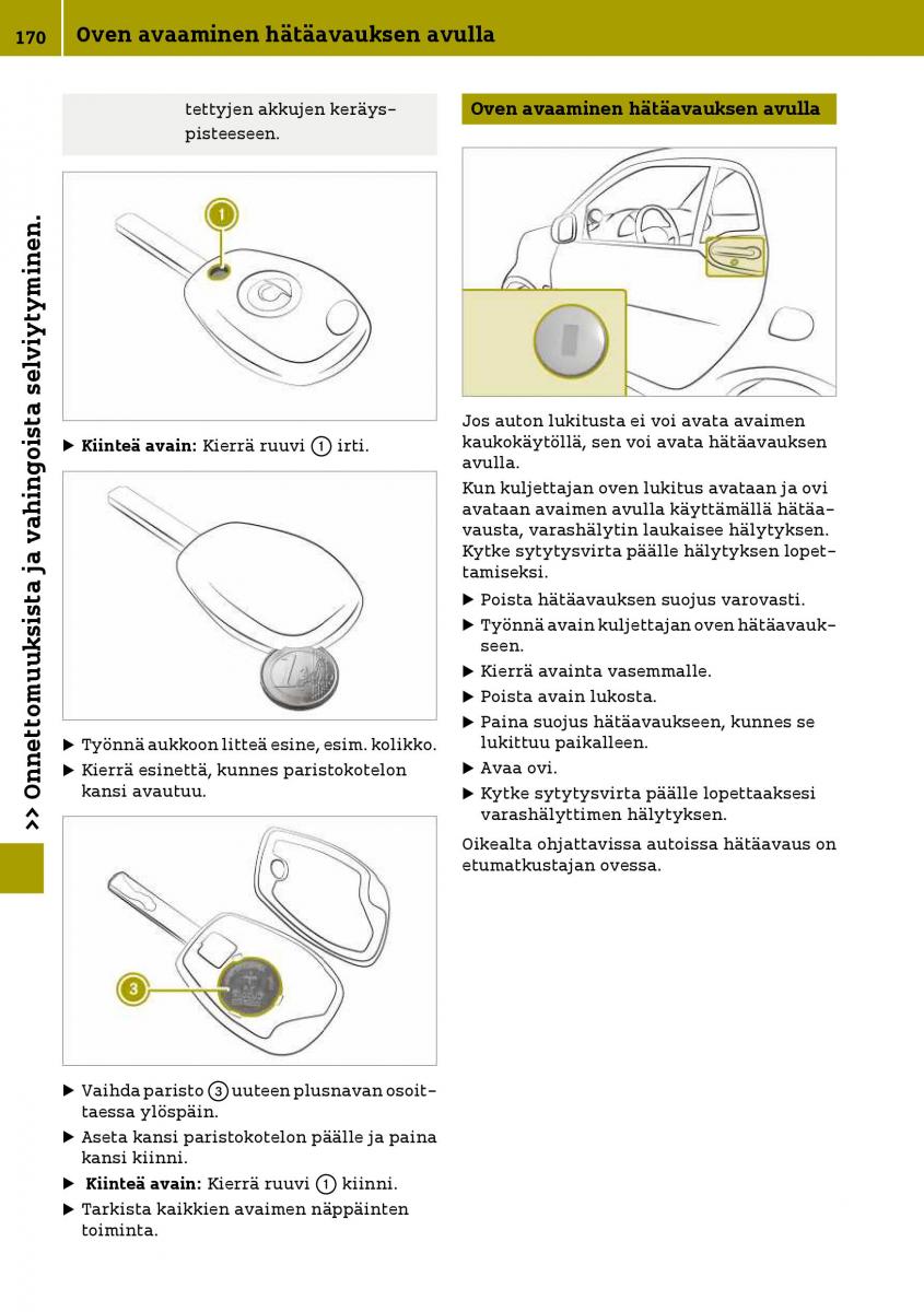 Smart Fortwo III 3 omistajan kasikirja / page 172