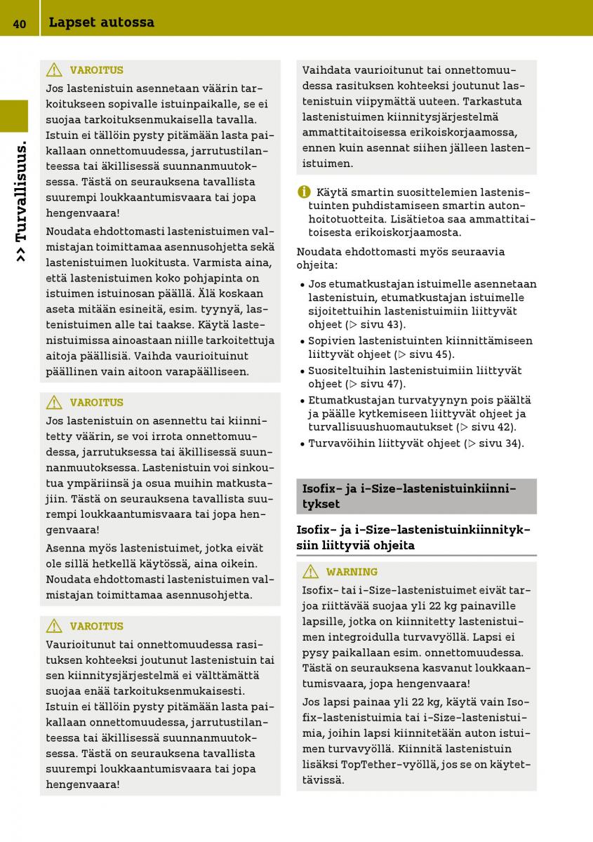 Smart Fortwo III 3 omistajan kasikirja / page 42