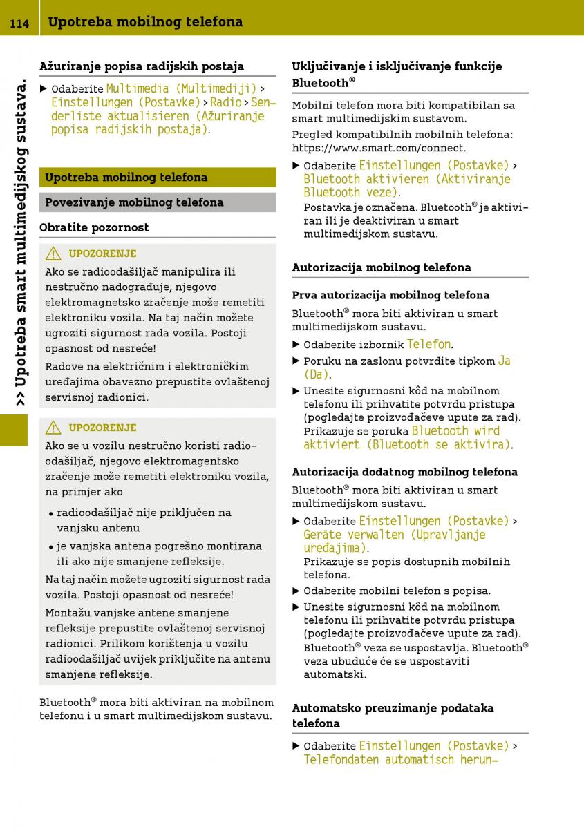 Smart Fortwo III 3 vlasnicko uputstvo / page 116