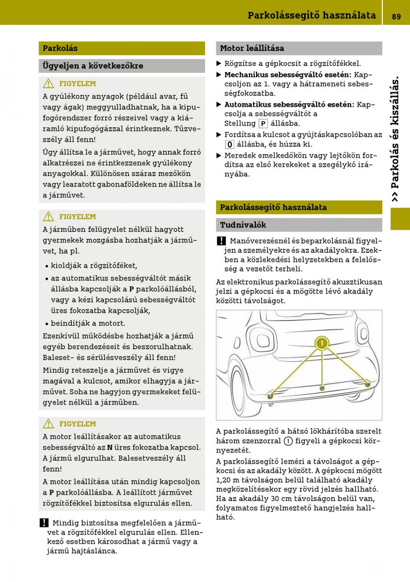 Smart Fortwo III 3 Kezelesi utmutato / page 91