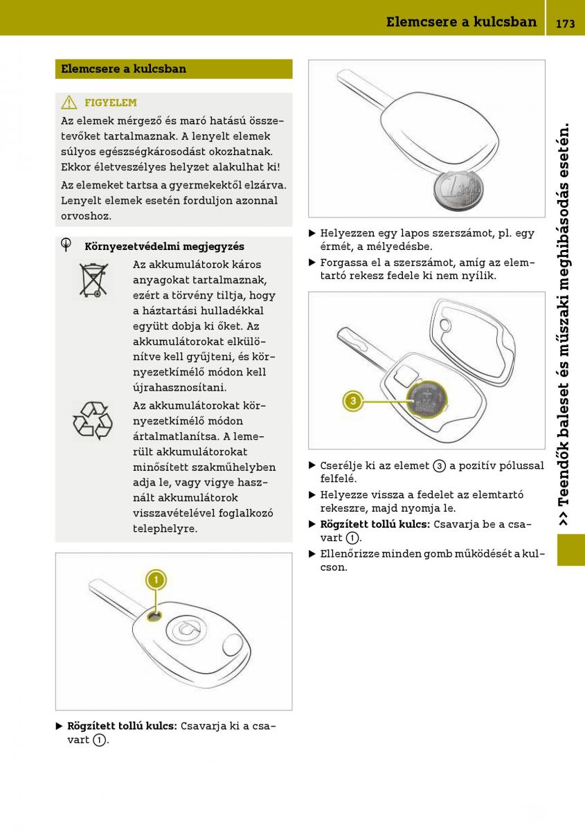 Smart Fortwo III 3 Kezelesi utmutato / page 175