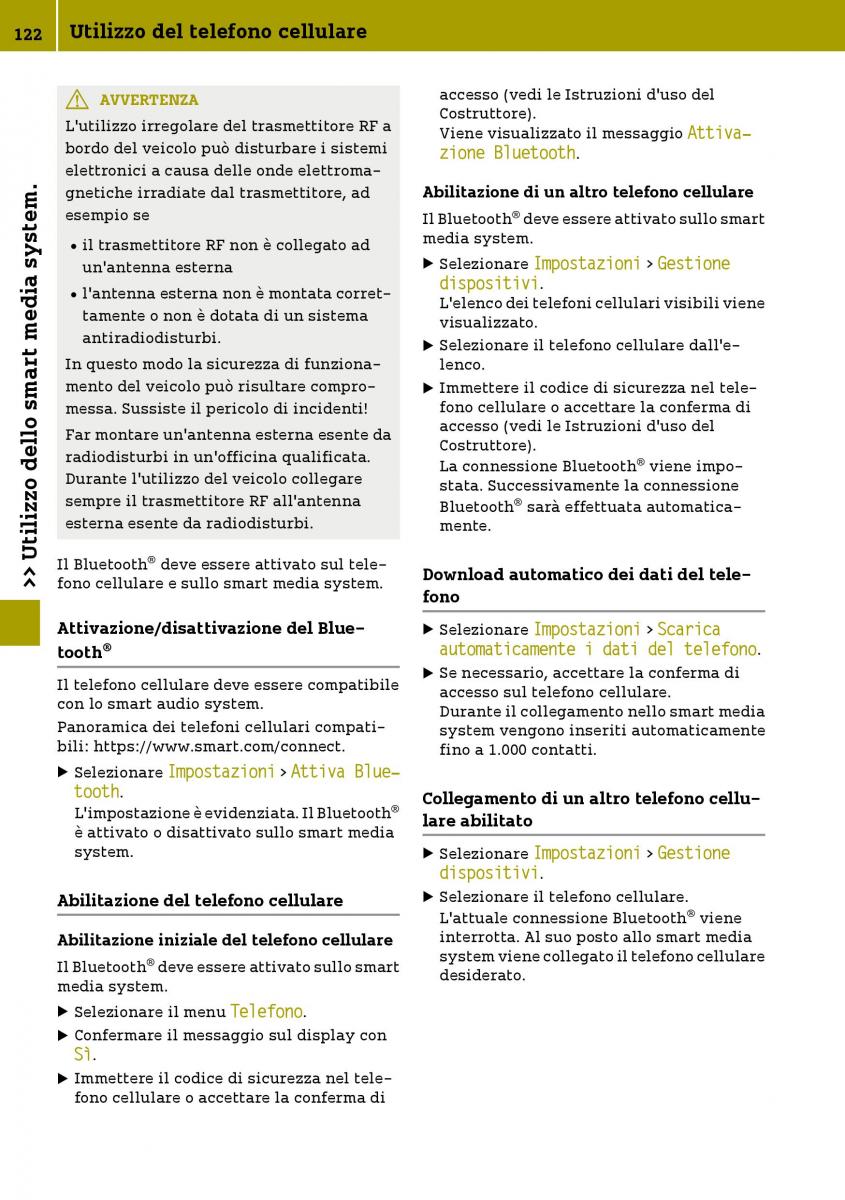 Smart Fortwo III 3 manuale del proprietario / page 124