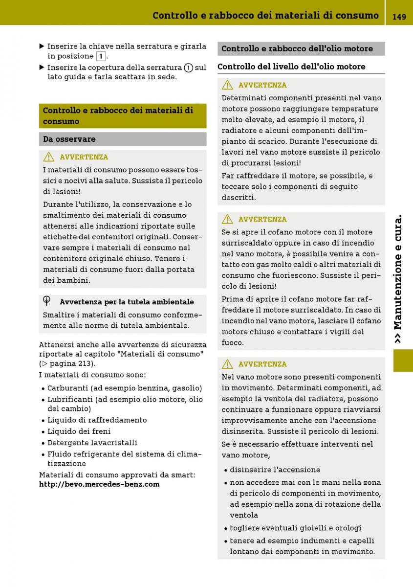 Smart Fortwo III 3 manuale del proprietario / page 151