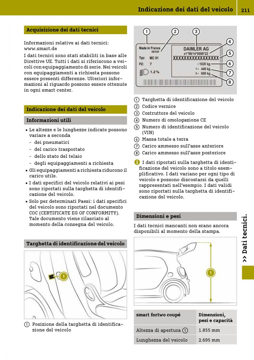 Smart Fortwo III 3 manuale del proprietario / page 213