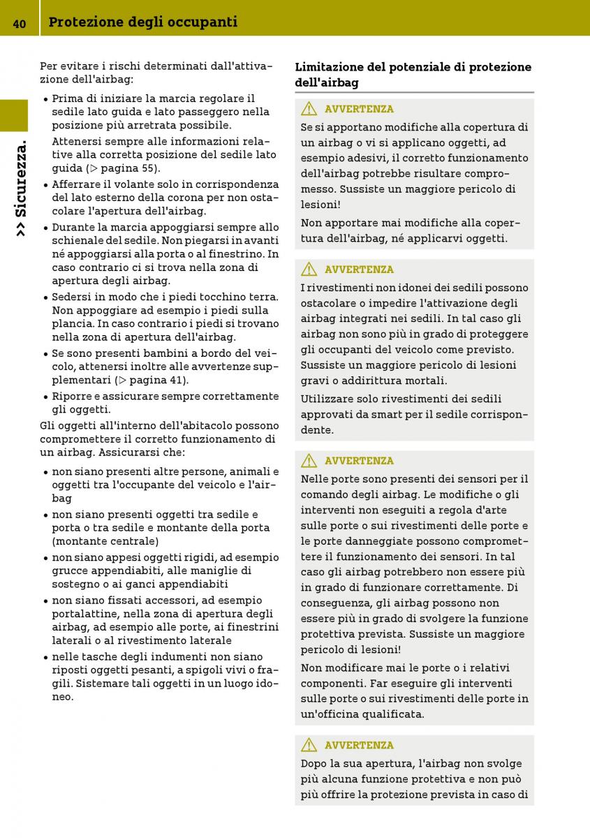 Smart Fortwo III 3 manuale del proprietario / page 42