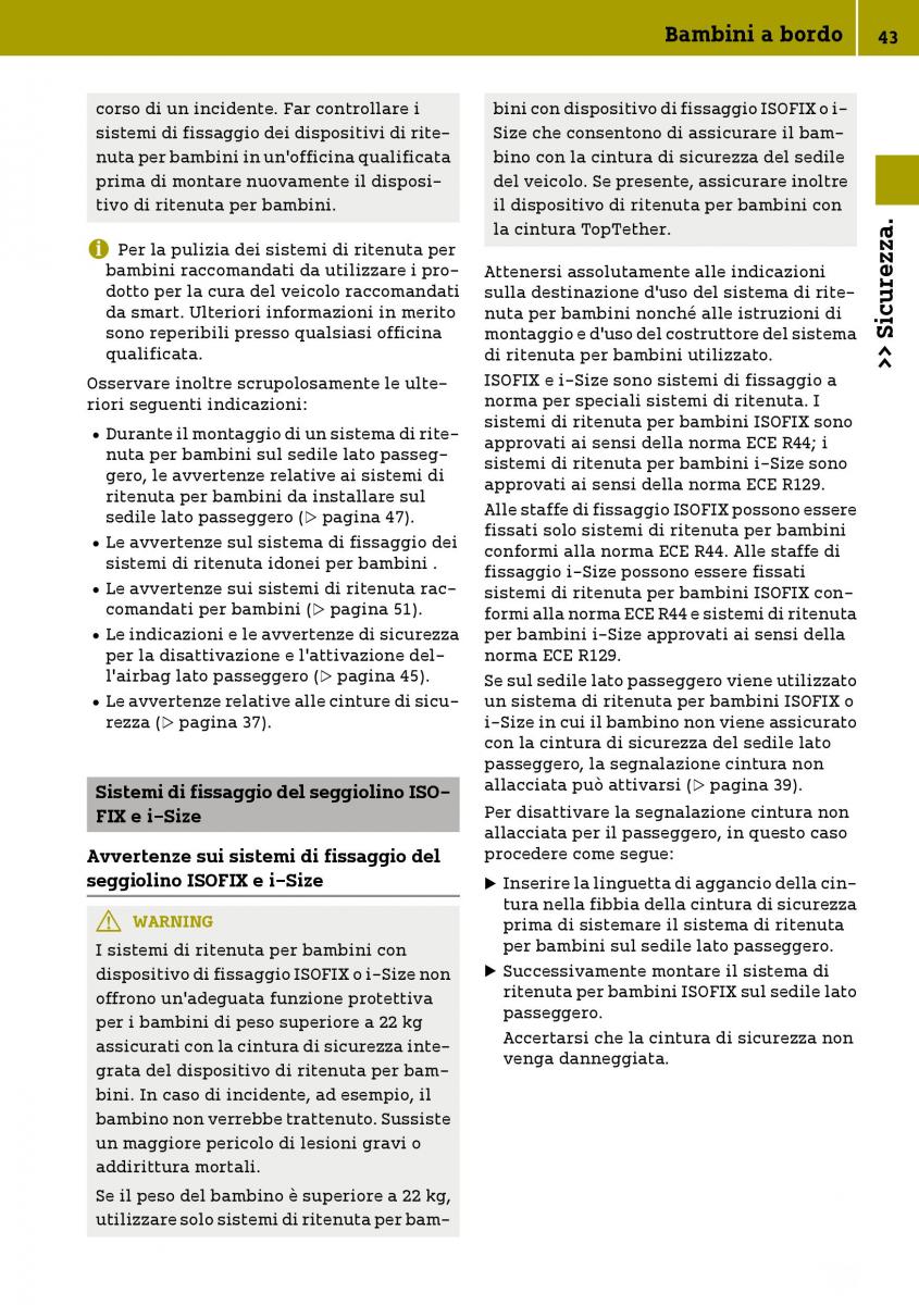 Smart Fortwo III 3 manuale del proprietario / page 45