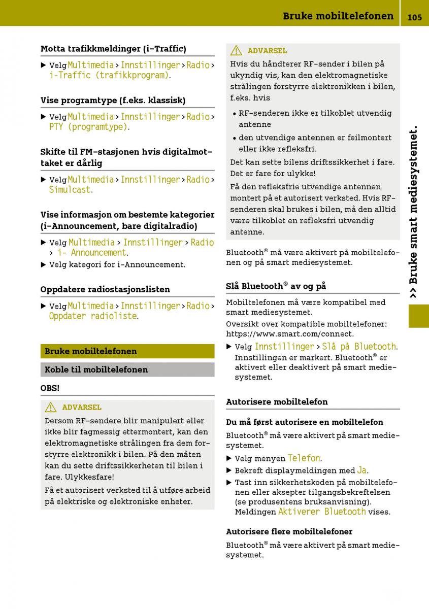 Smart Fortwo III 3 bruksanvisningen / page 107