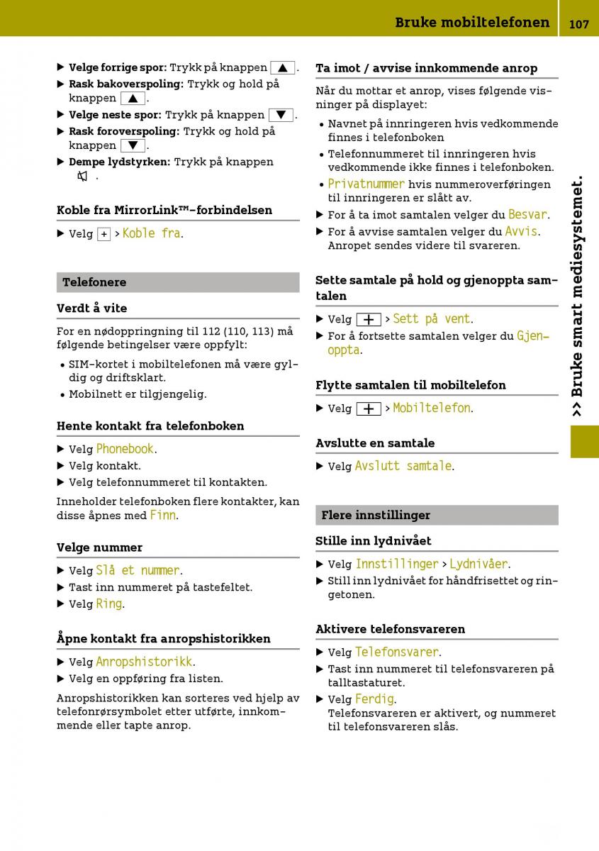 Smart Fortwo III 3 bruksanvisningen / page 109