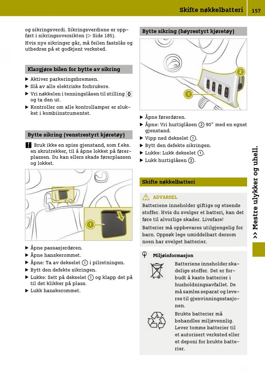 Smart Fortwo III 3 bruksanvisningen / page 159