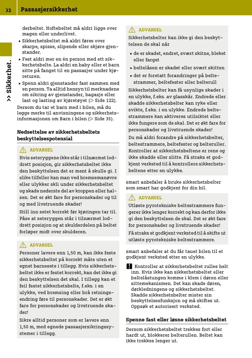 Smart Fortwo III 3 bruksanvisningen / page 34