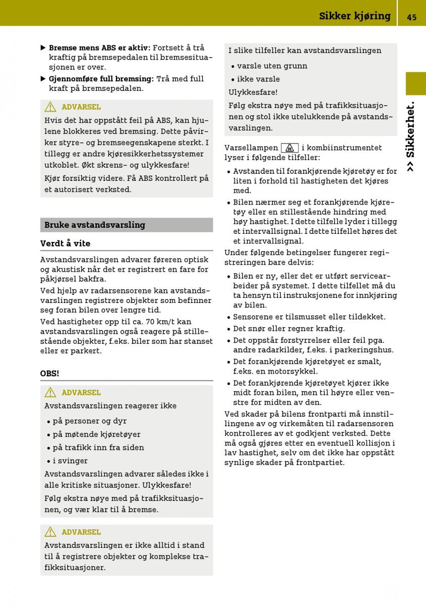 Smart Fortwo III 3 bruksanvisningen / page 47