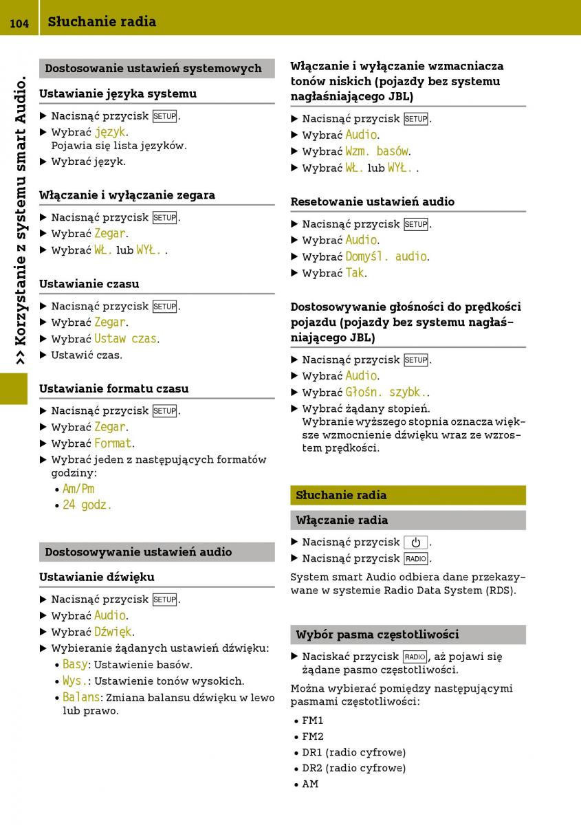 Smart Fortwo III 3 instrukcja obslugi / page 106