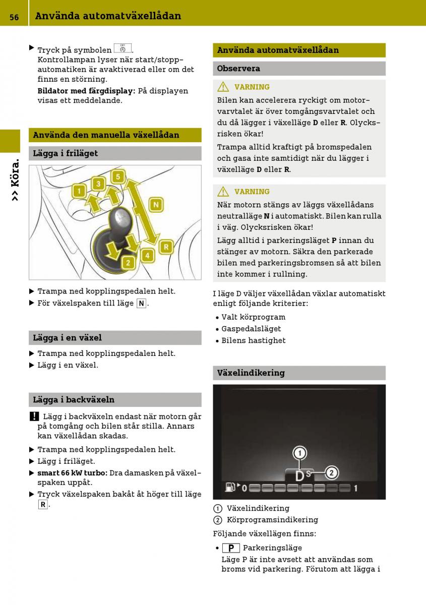 Smart Fortwo III 3 instruktionsbok / page 58