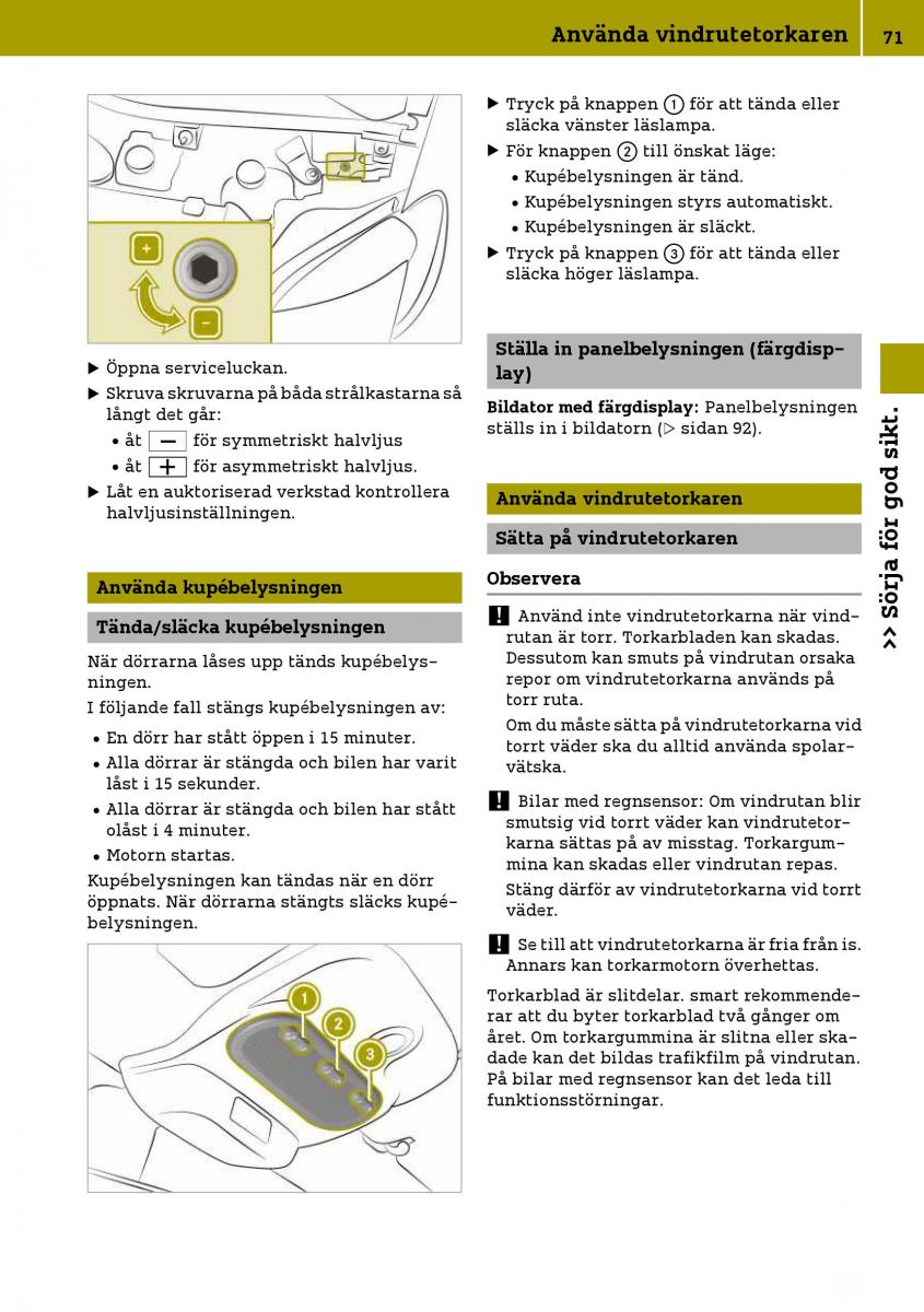 Smart Fortwo III 3 instruktionsbok / page 73