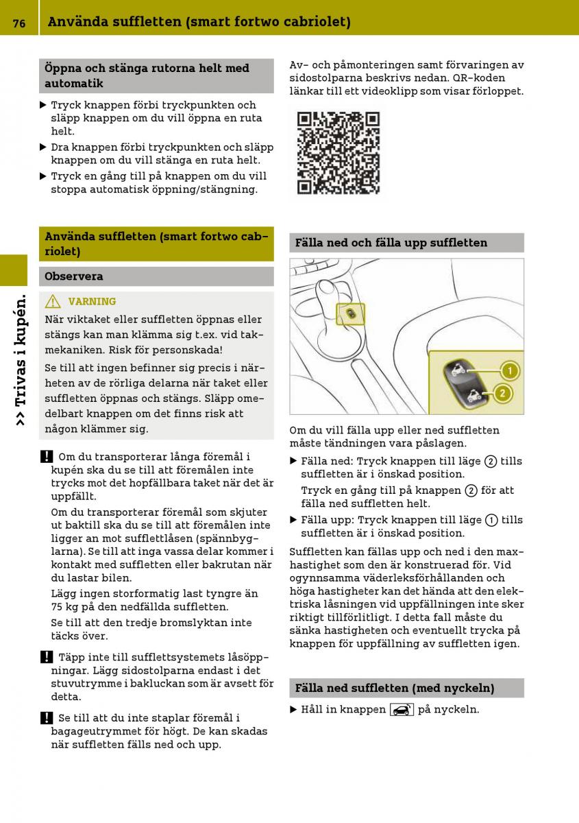 Smart Fortwo III 3 instruktionsbok / page 78