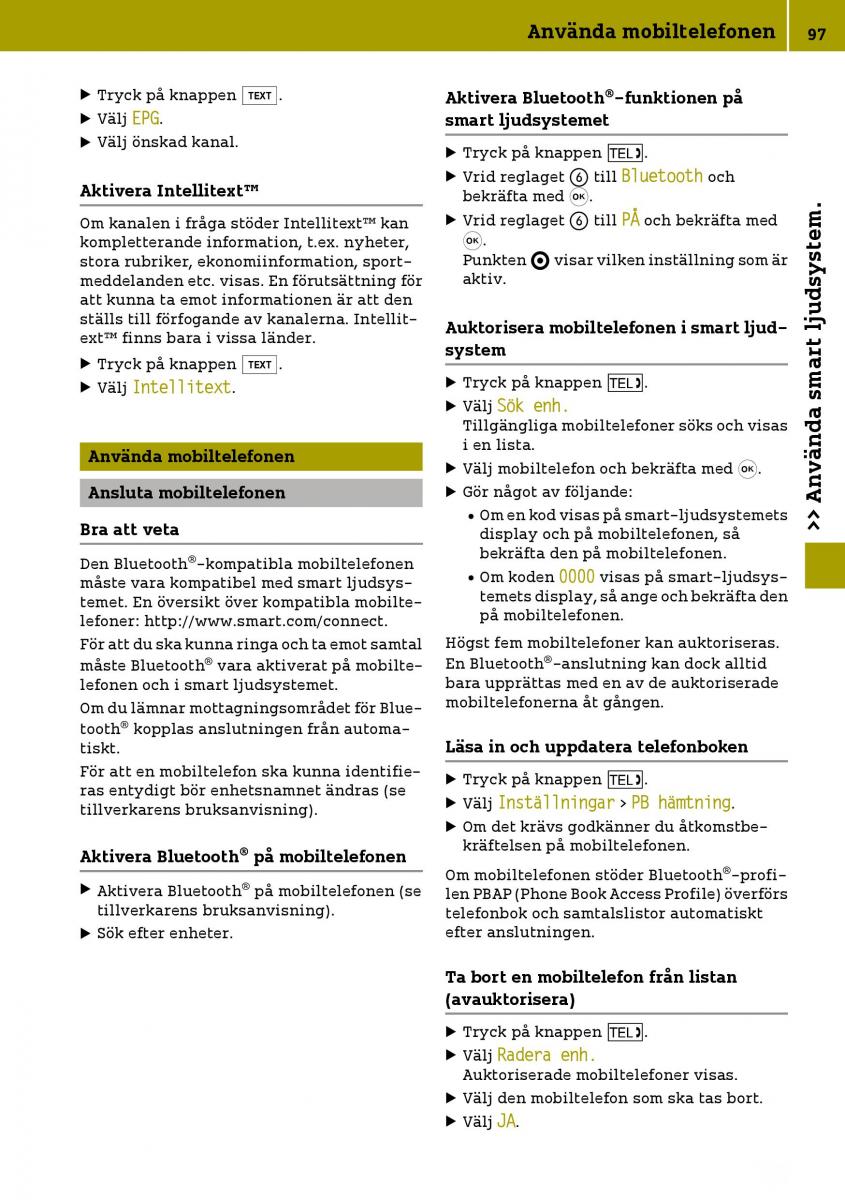 Smart Fortwo III 3 instruktionsbok / page 99