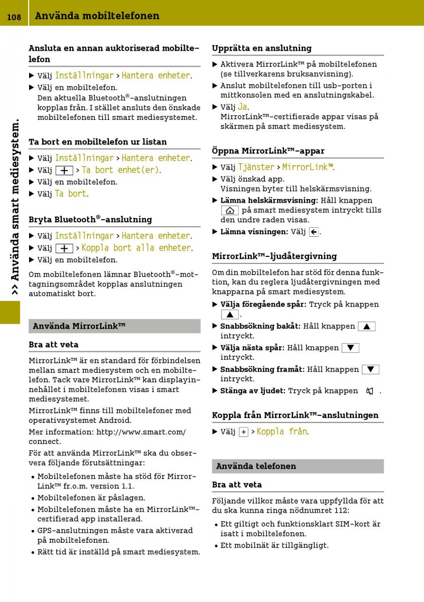 Smart Fortwo III 3 instruktionsbok / page 110