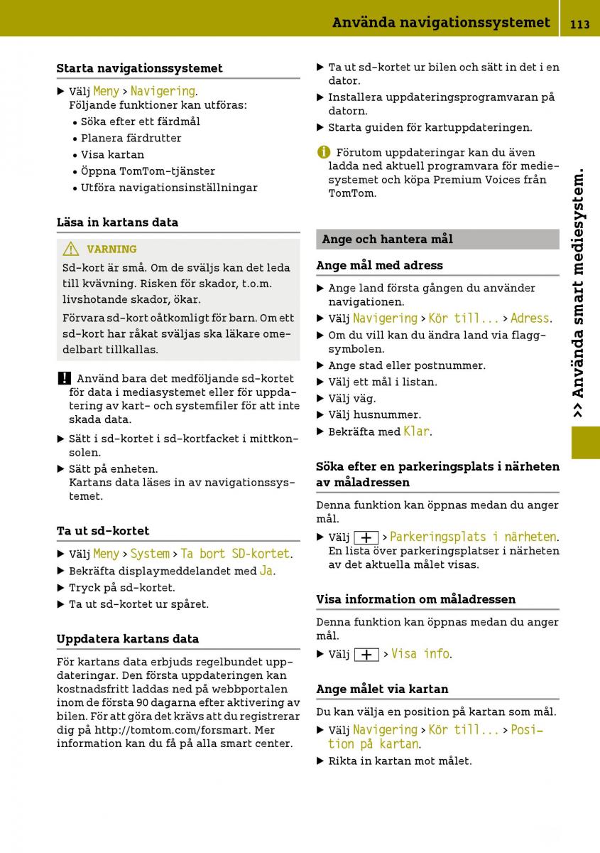 Smart Fortwo III 3 instruktionsbok / page 115