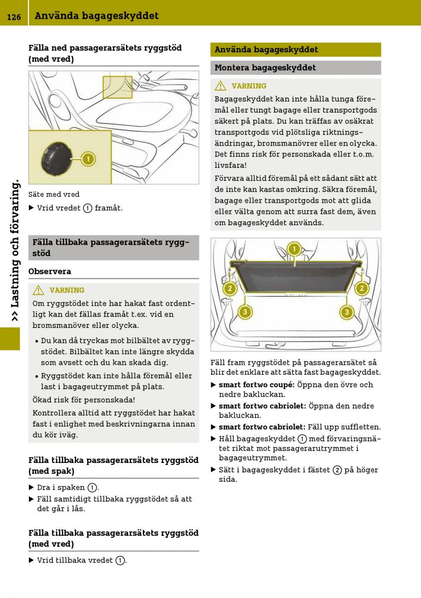 Smart Fortwo III 3 instruktionsbok / page 128