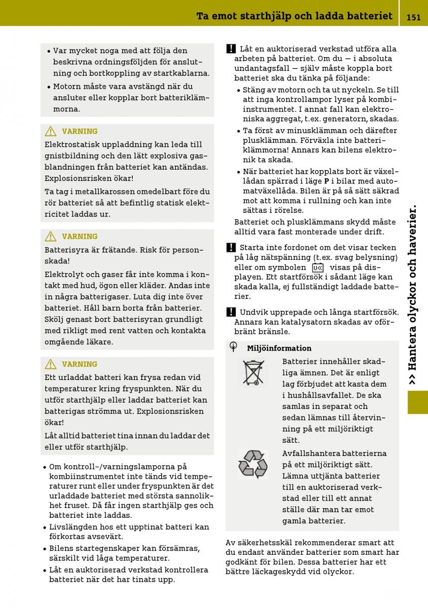 Smart Fortwo III 3 instruktionsbok / page 153