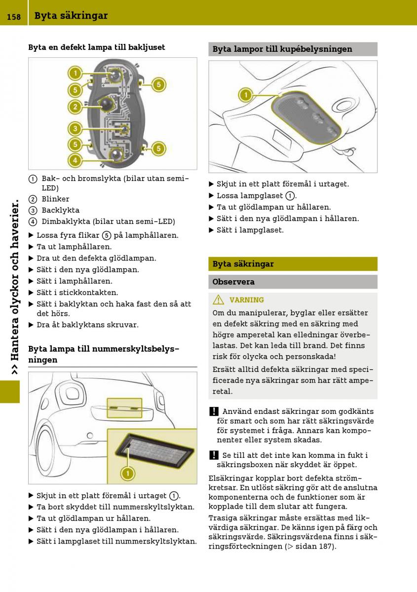 Smart Fortwo III 3 instruktionsbok / page 160