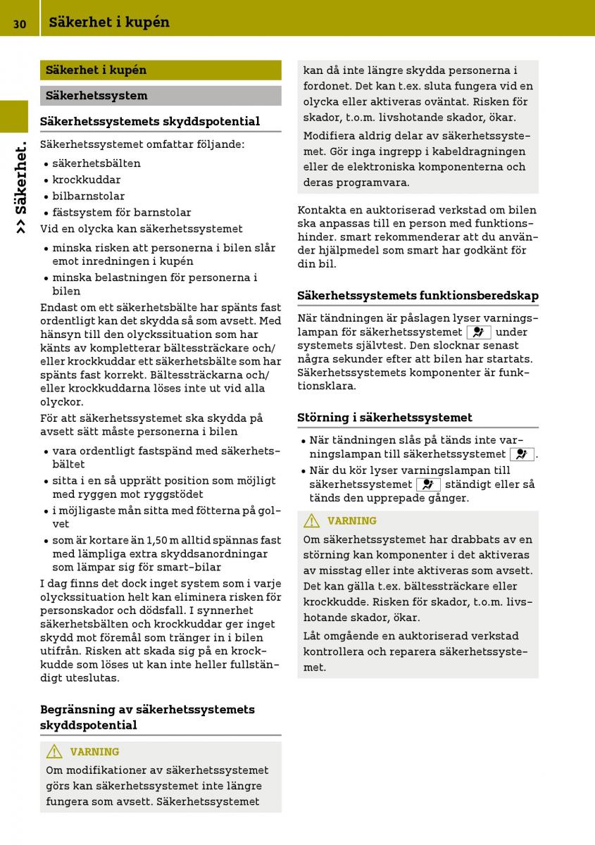 Smart Fortwo III 3 instruktionsbok / page 32