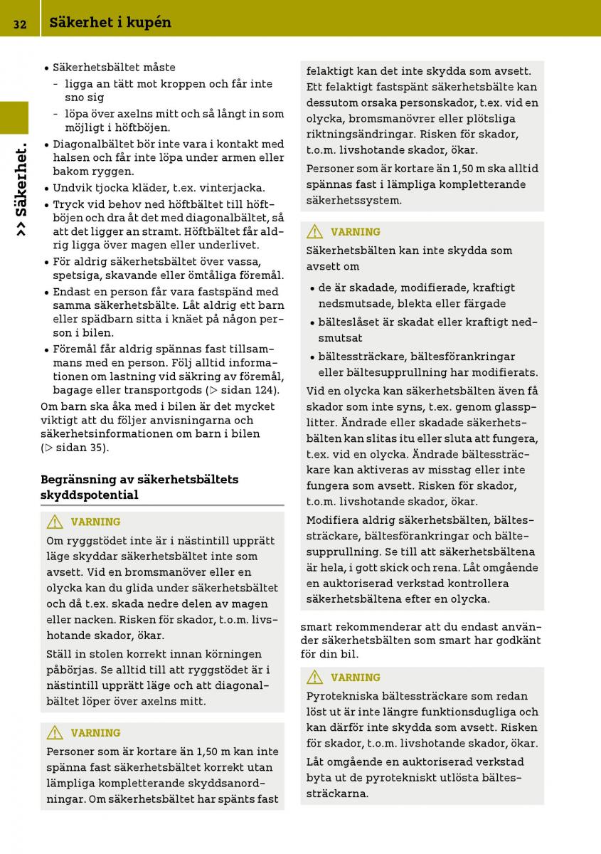 Smart Fortwo III 3 instruktionsbok / page 34