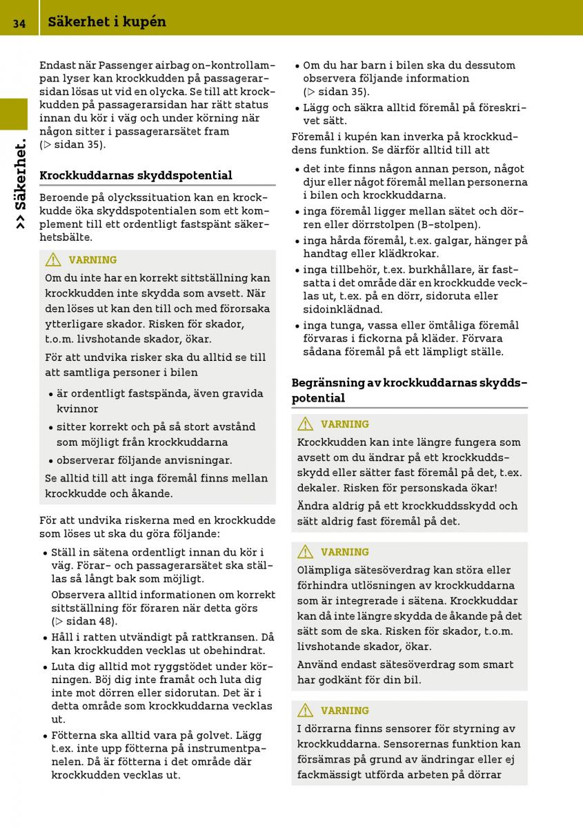 Smart Fortwo III 3 instruktionsbok / page 36