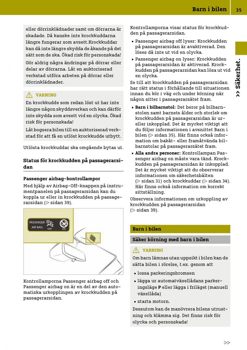 Smart Fortwo III 3 instruktionsbok / page 37