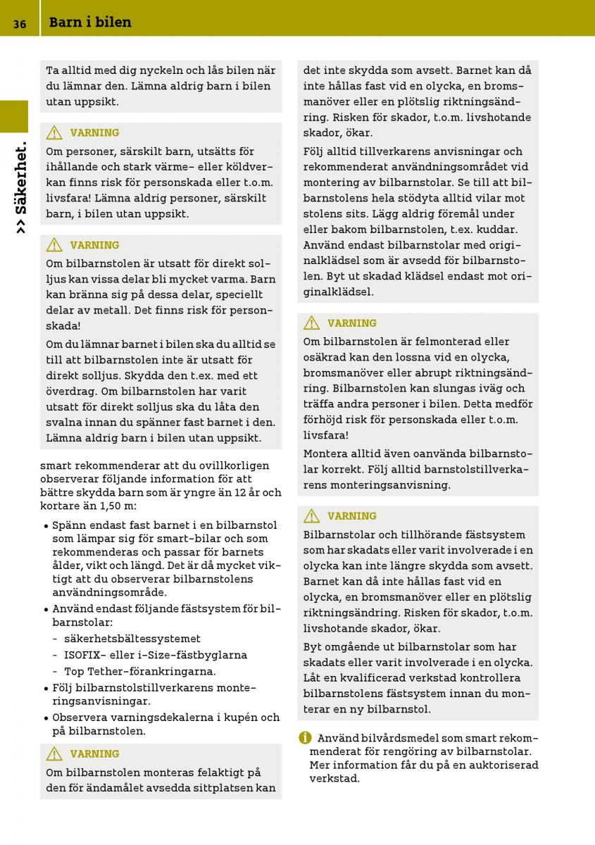 Smart Fortwo III 3 instruktionsbok / page 38