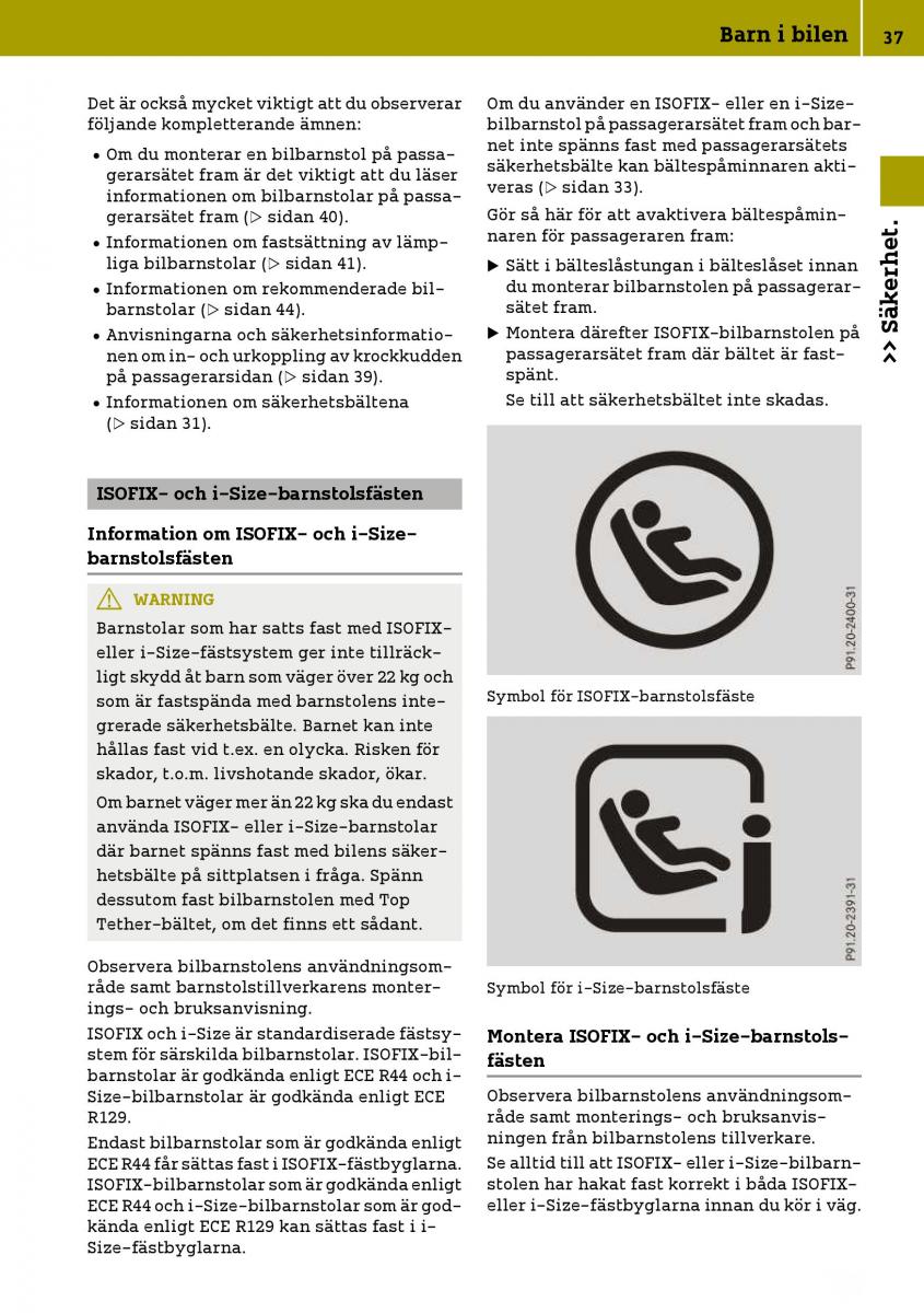 Smart Fortwo III 3 instruktionsbok / page 39