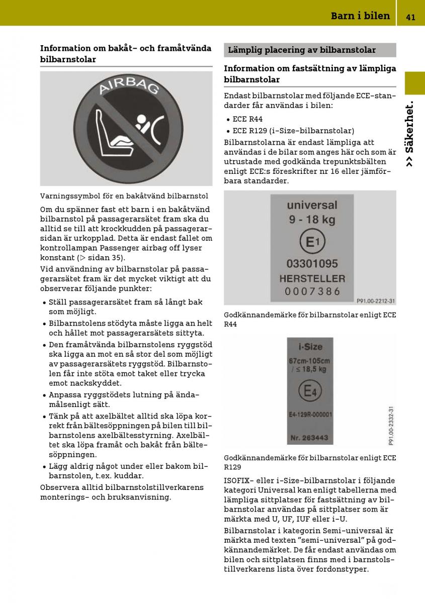 Smart Fortwo III 3 instruktionsbok / page 43