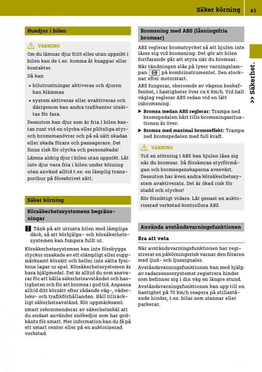 Smart Fortwo III 3 instruktionsbok / page 47