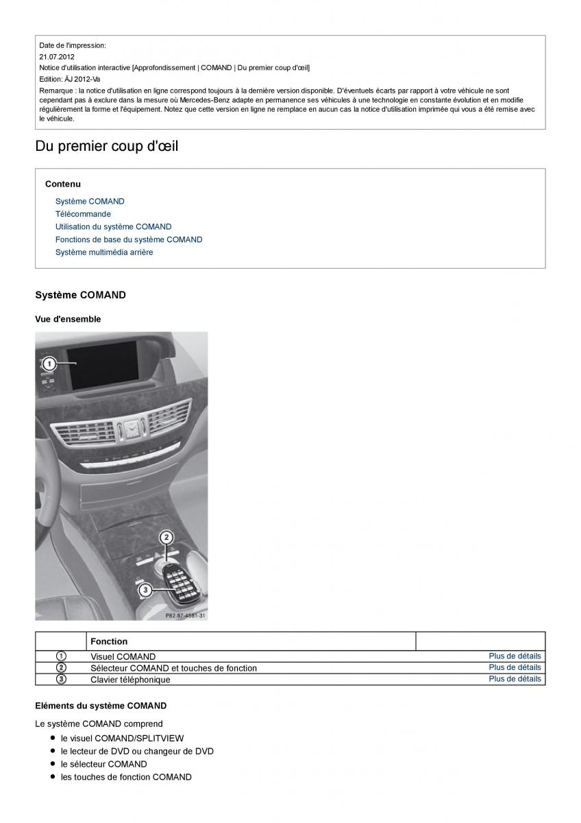 Mercedes Benz S class W221 manuel du proprietaire / page 103