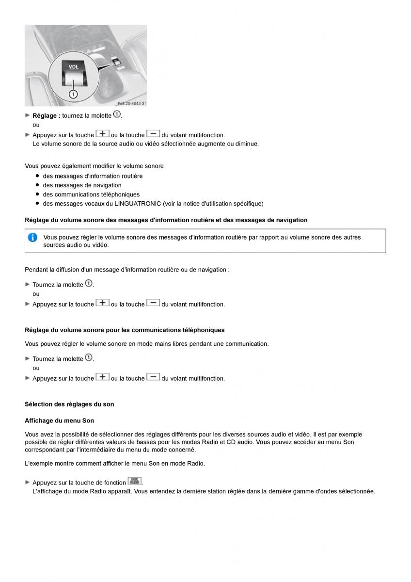 Mercedes Benz S class W221 manuel du proprietaire / page 122