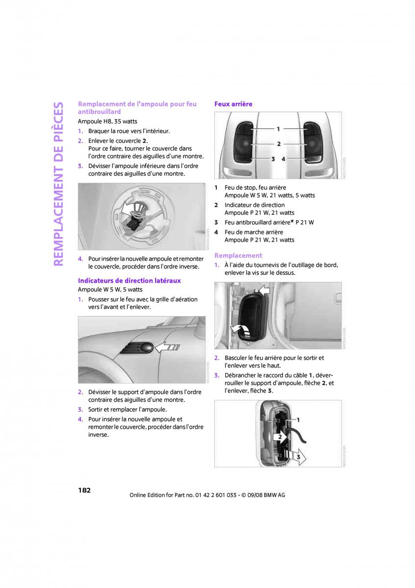 Mini Clubman manuel du proprietaire / page 184