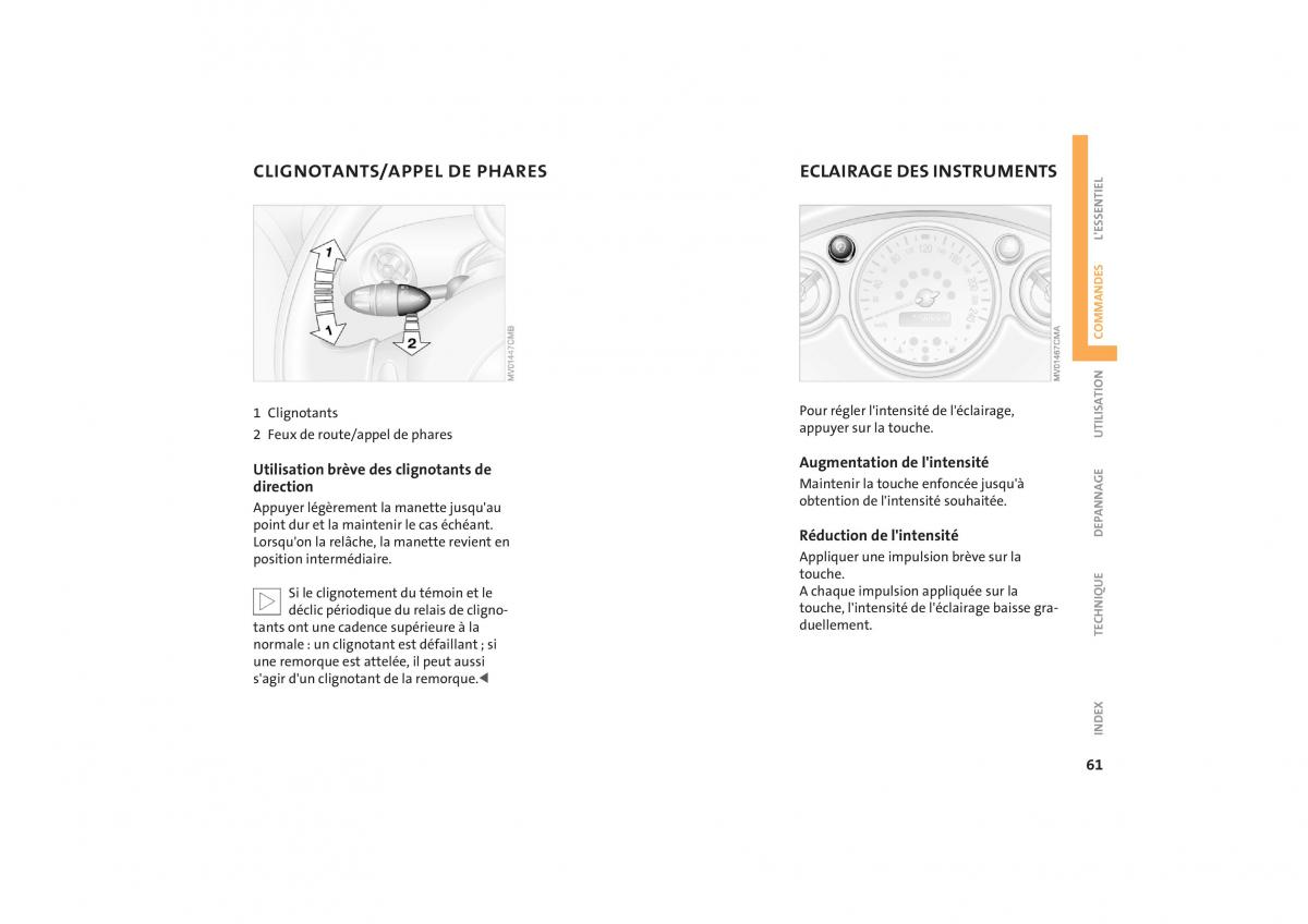 Mini One Cooper manuel du proprietaire / page 63