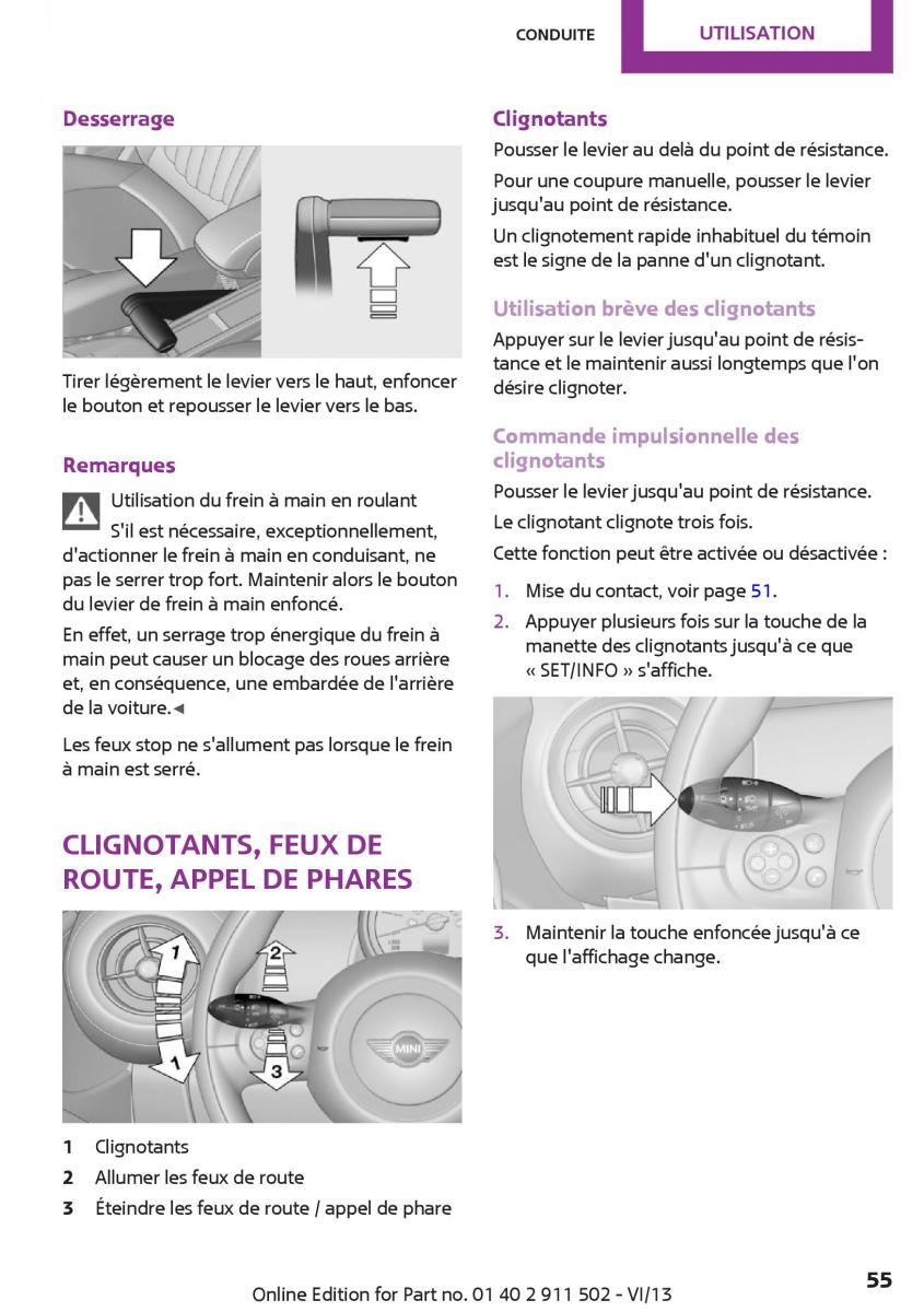 Mini Paceman manuel du proprietaire / page 55