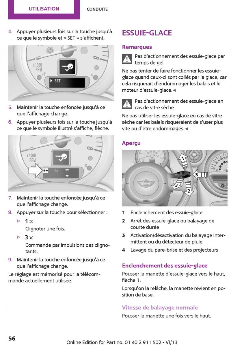 Mini Paceman manuel du proprietaire / page 56