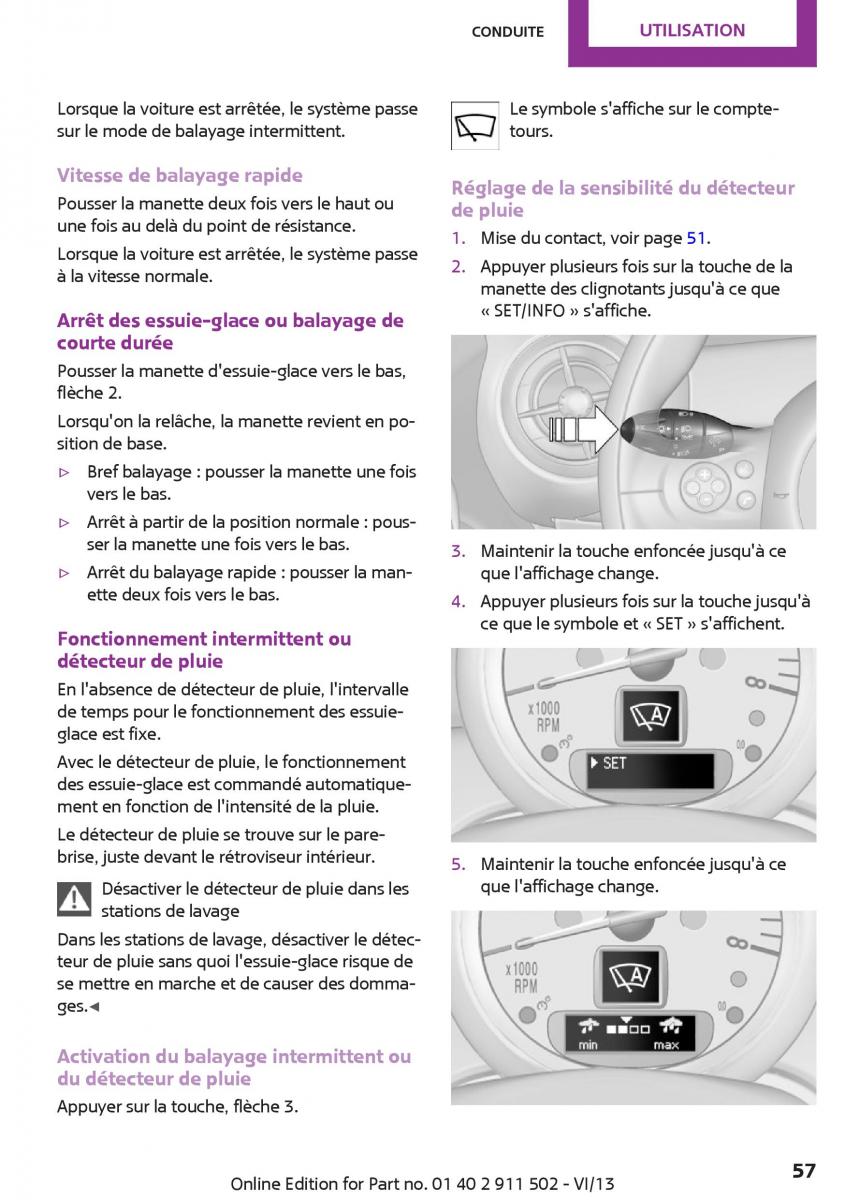 Mini Paceman manuel du proprietaire / page 57