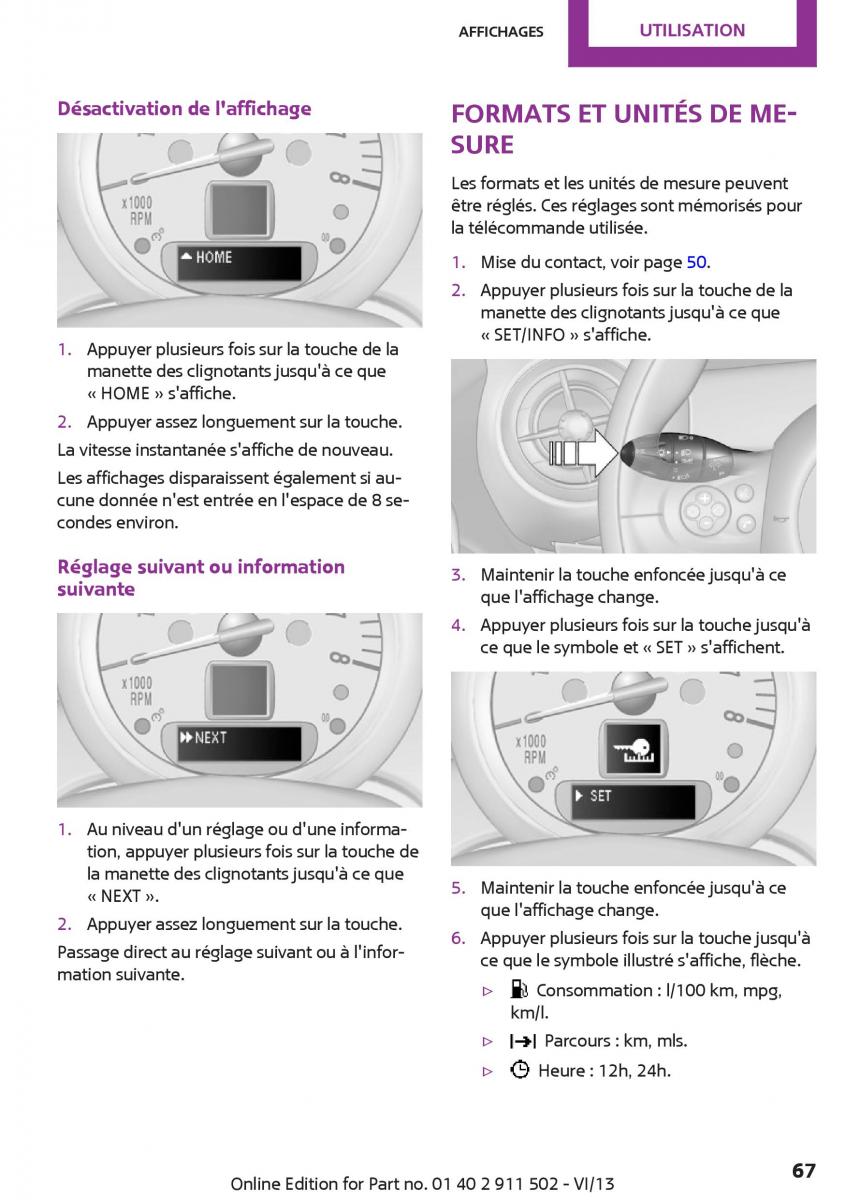 Mini Paceman manuel du proprietaire / page 67