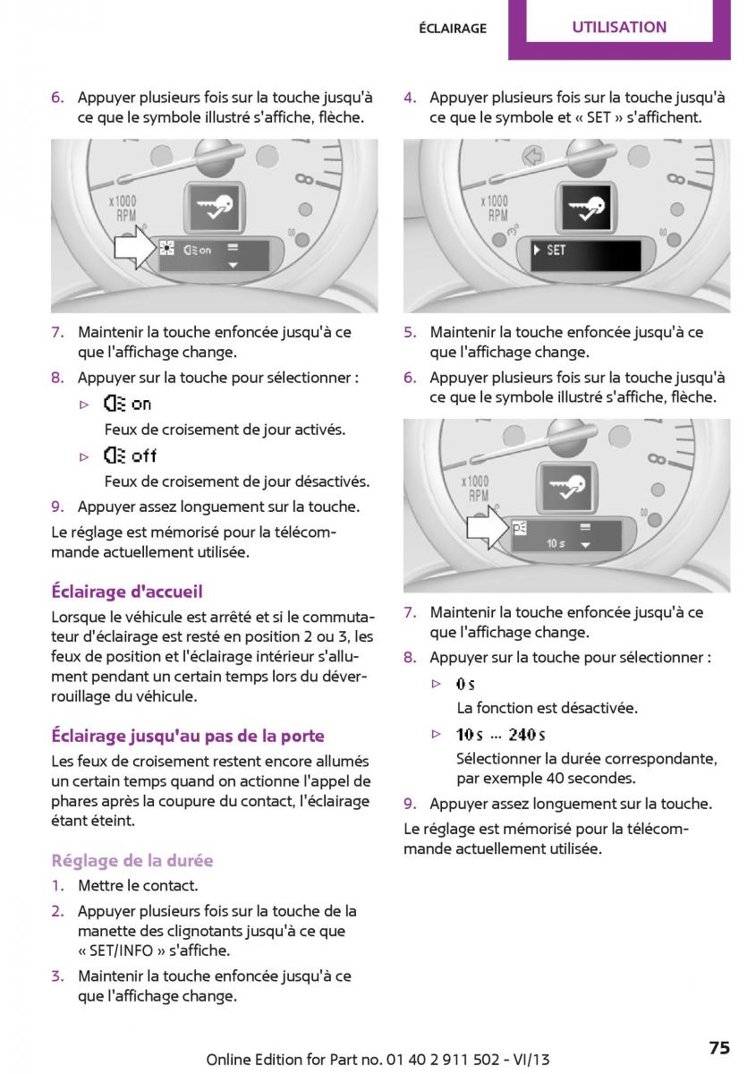 Mini Paceman manuel du proprietaire / page 75