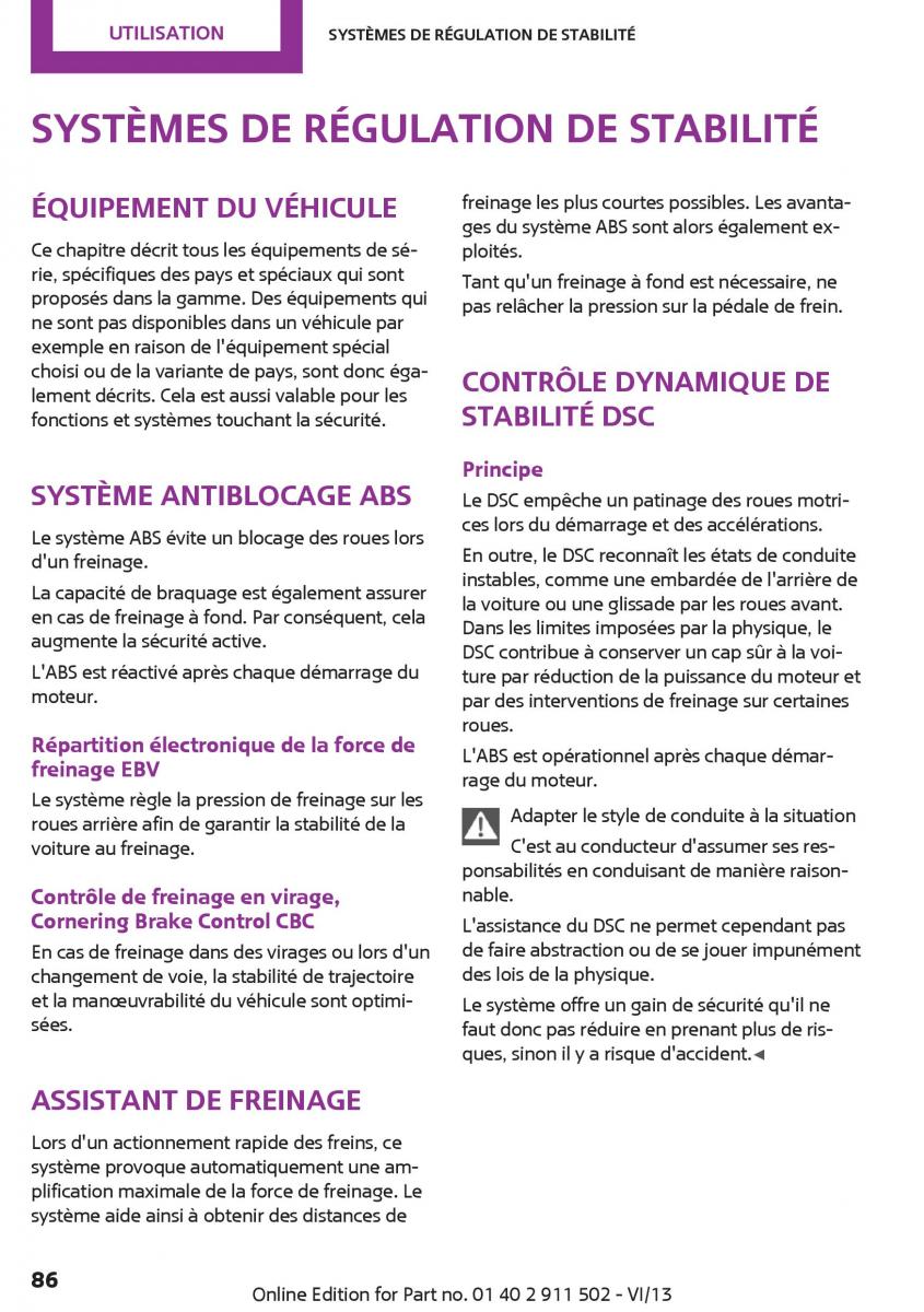 Mini Paceman manuel du proprietaire / page 86