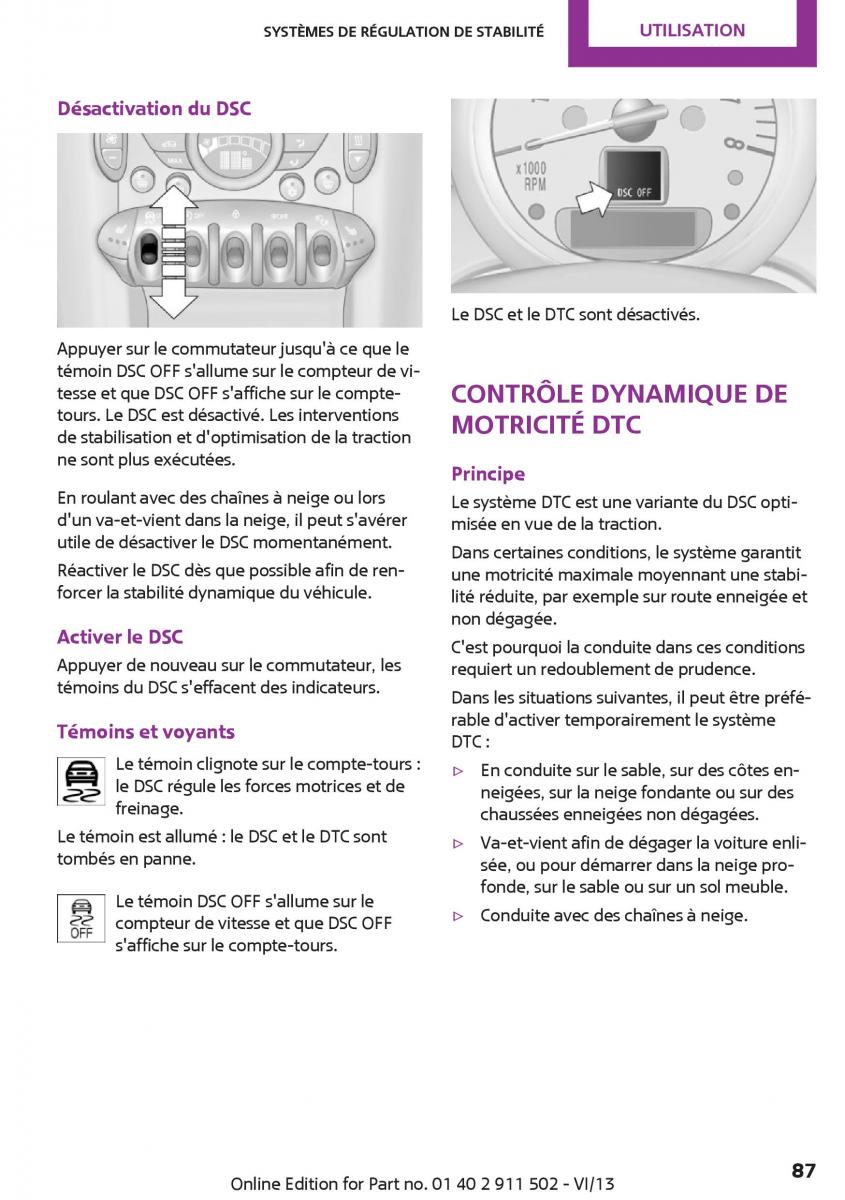 Mini Paceman manuel du proprietaire / page 87