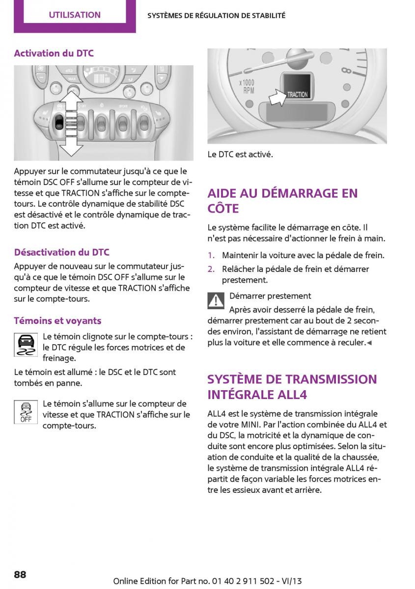 Mini Paceman manuel du proprietaire / page 88