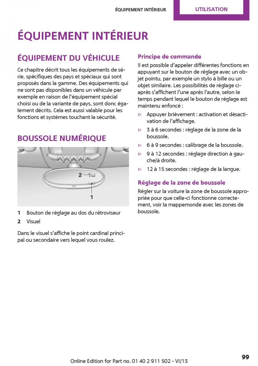 Mini Paceman manuel du proprietaire / page 99